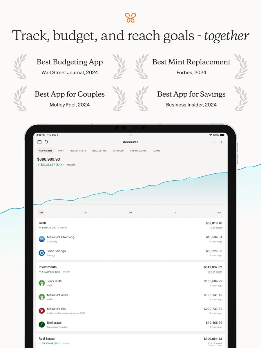 A screen from the Monarch Money app, as published on its App Store listing