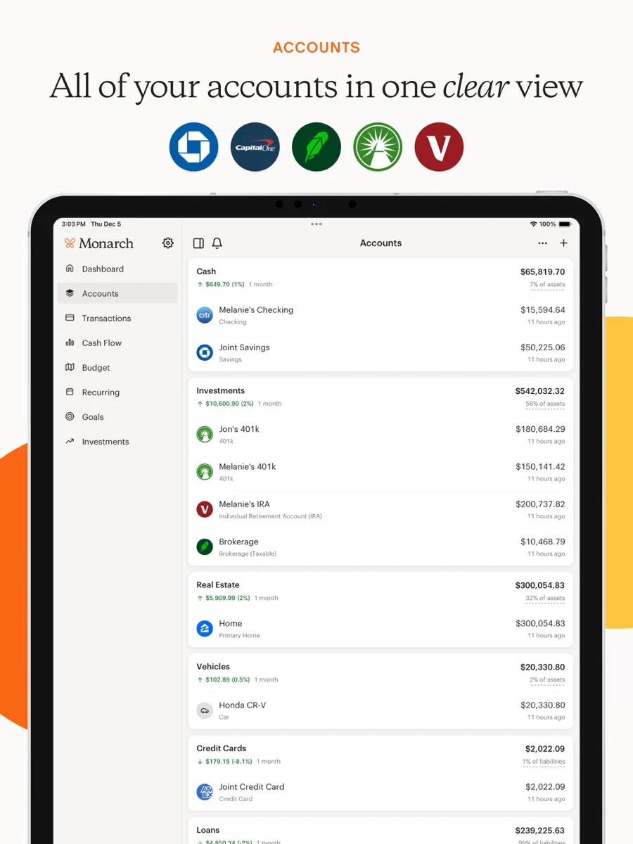 A screen from the Monarch Money app, as published on its App Store listing