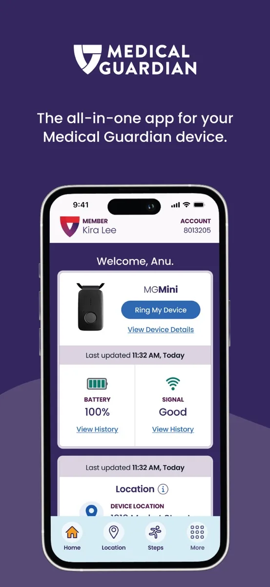 A screen from the Medical Guardian app, as published on its App Store listing