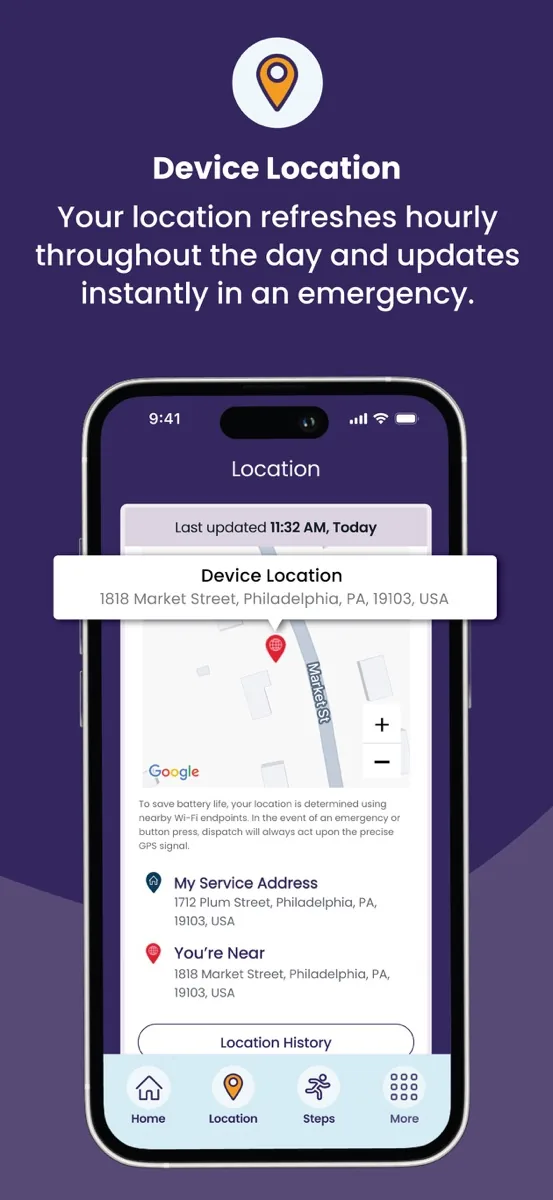 A screen from the Medical Guardian app, as published on its App Store listing