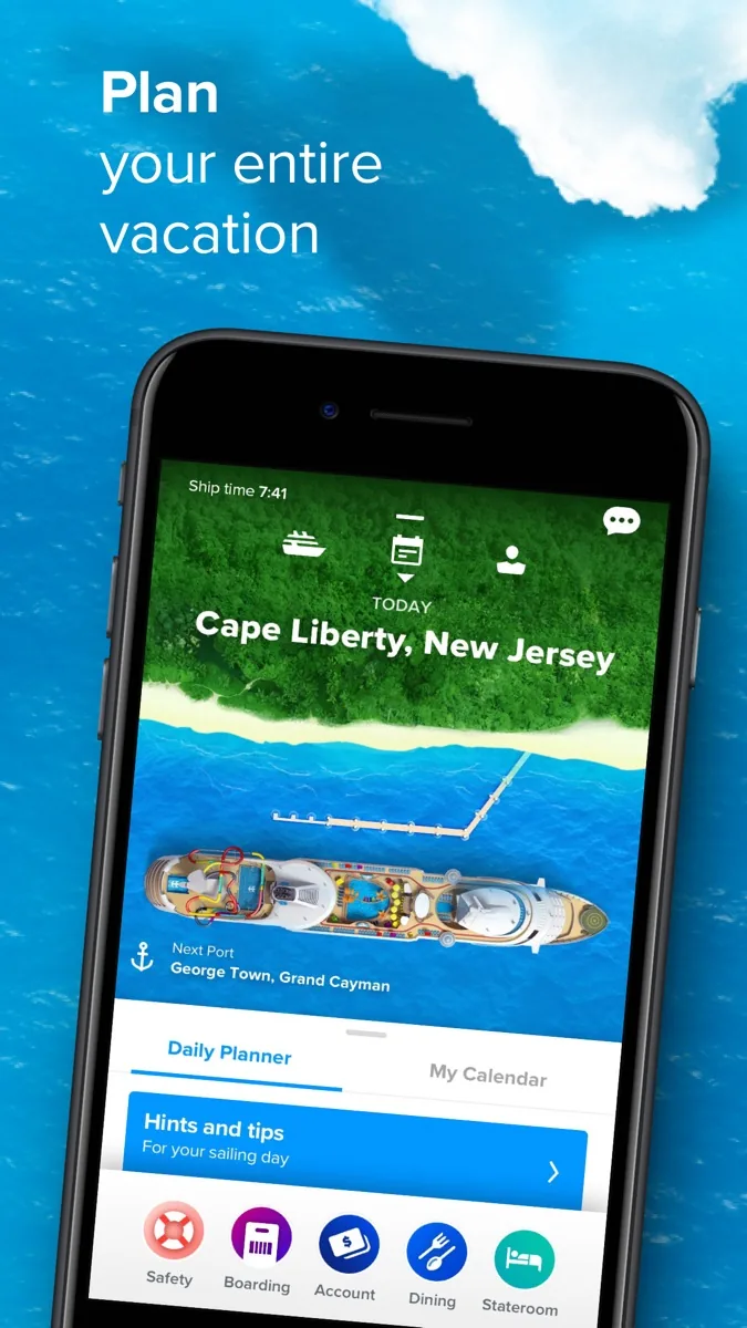 A screen from the Royal Caribbean app, as published on its App Store listing