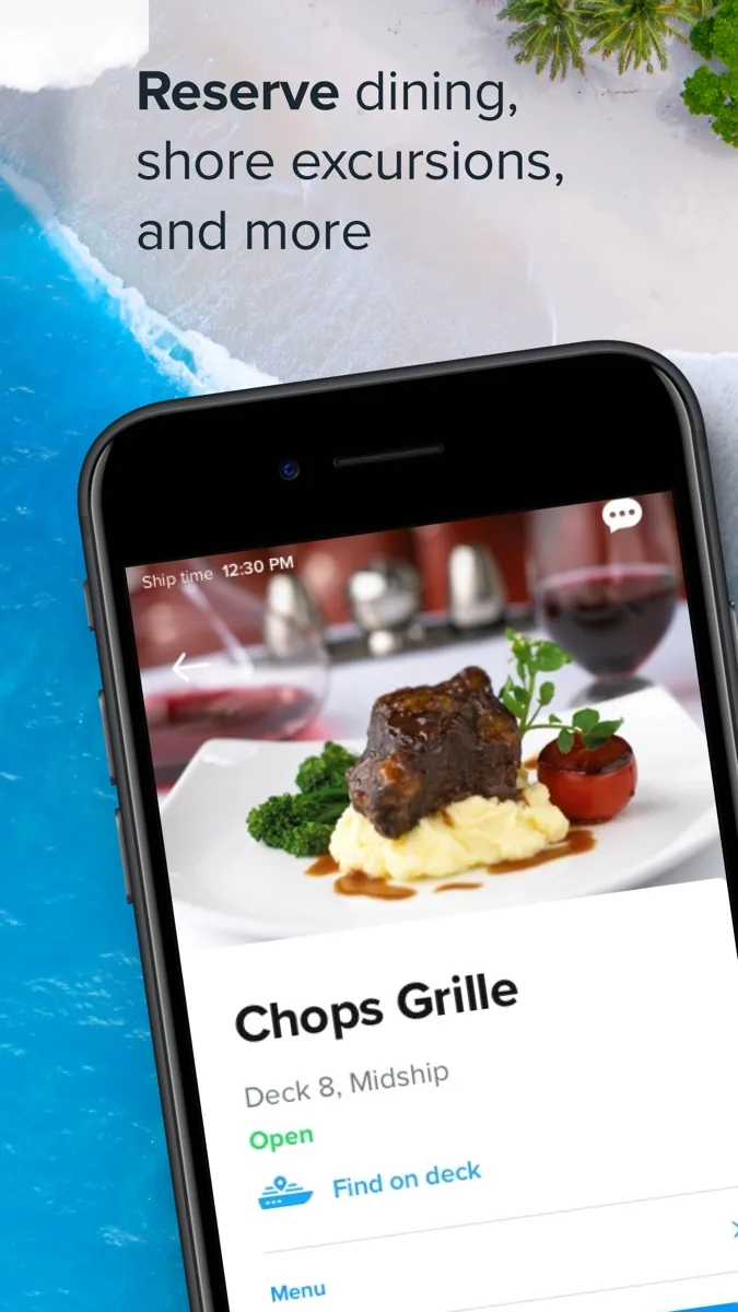 A screen from the Royal Caribbean app, as published on its App Store listing