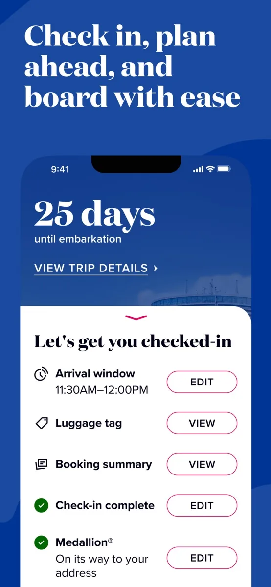 A screen from the Princess Cruises app, as published on its App Store listing