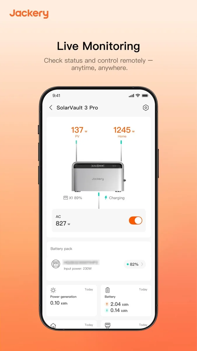 A screen from the Jackery app, as published on its App Store listing