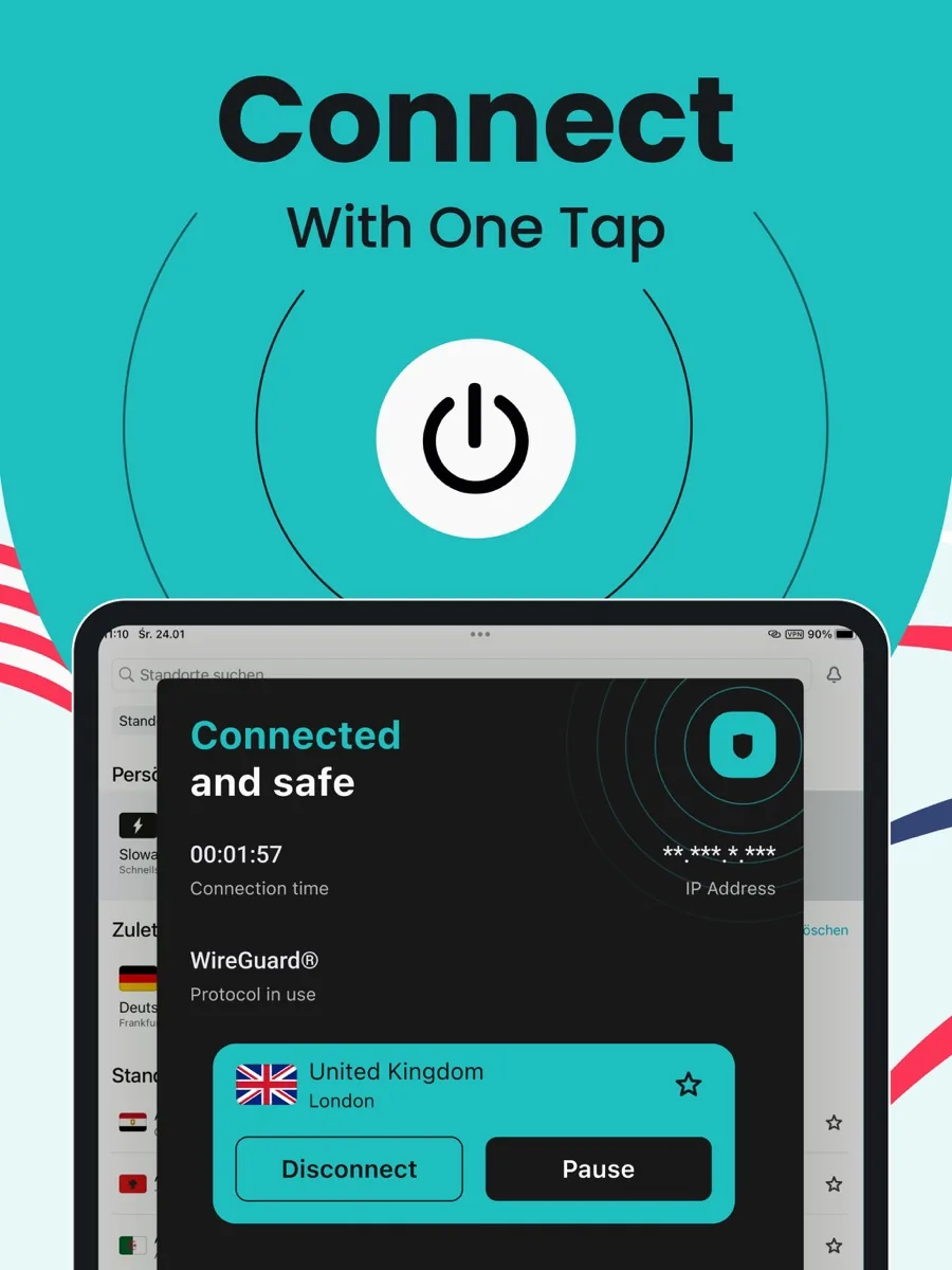 A screen from the Surfshark app, as published on its App Store listing