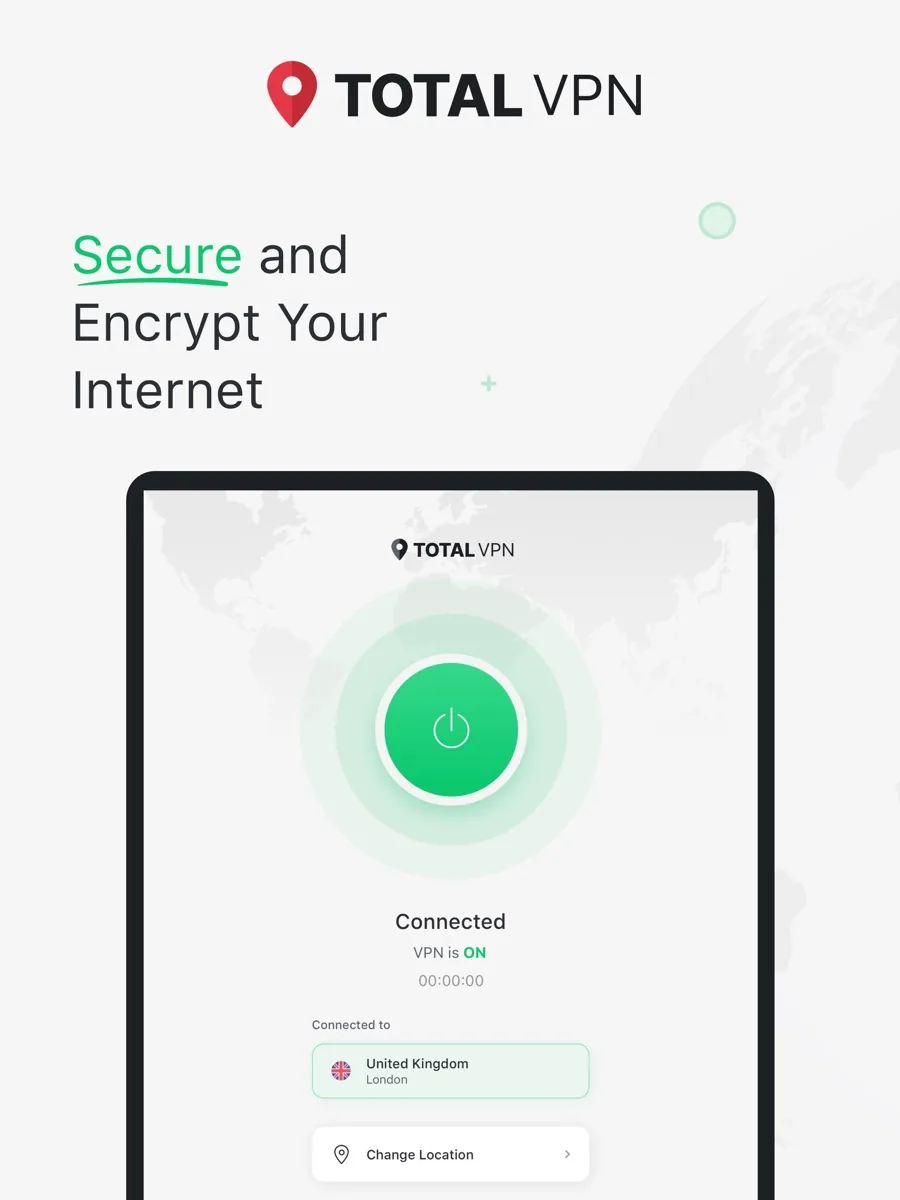 A screen from the TotalVPN app, as published on its App Store listing