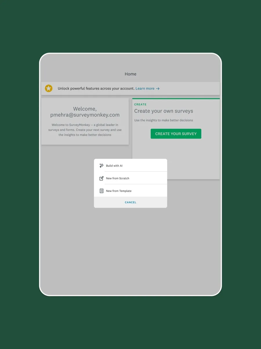 A screen from the SurveyMonkey app, as published on its App Store listing