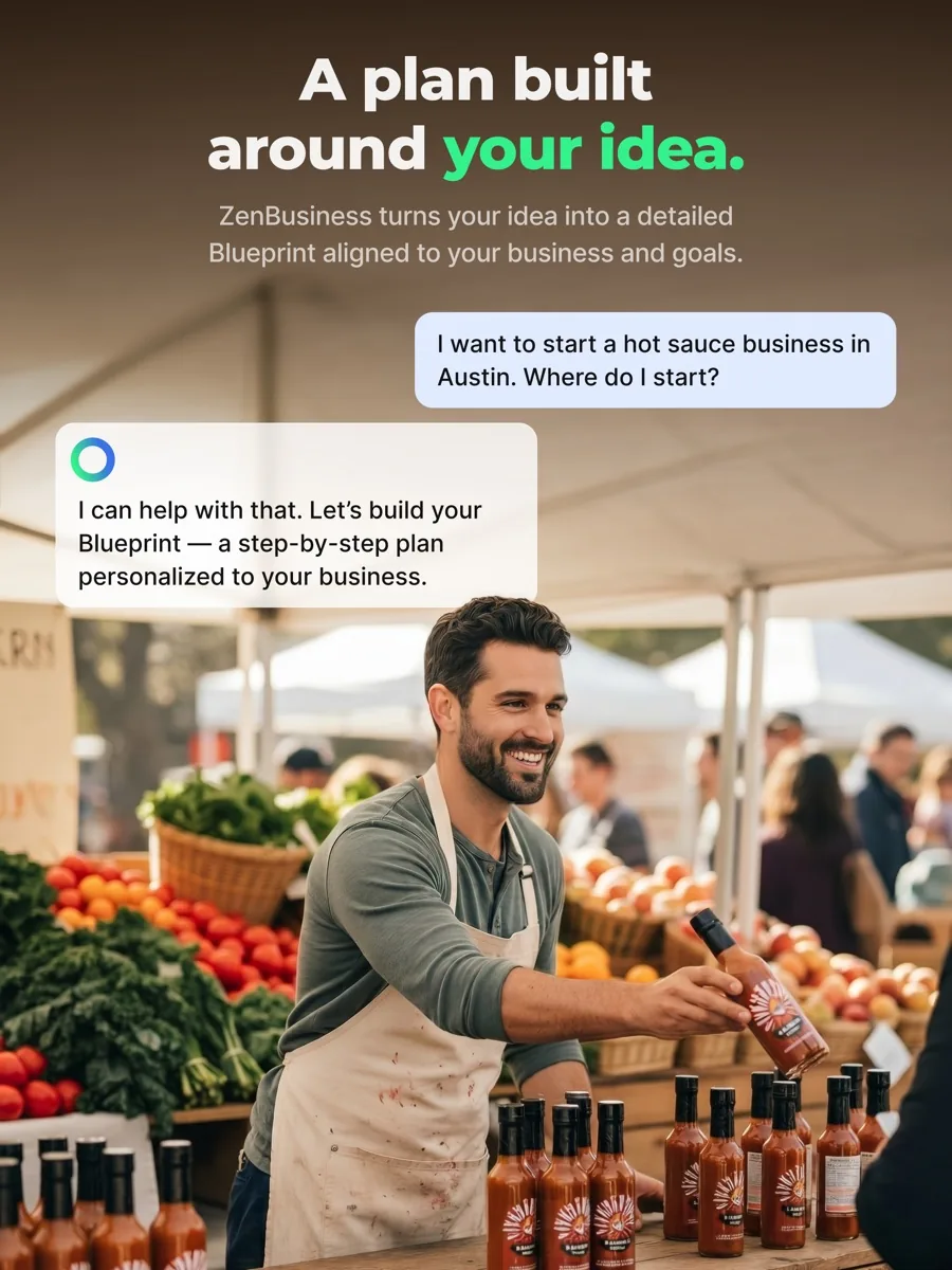 A screen from the ZenBusiness app, as published on its App Store listing