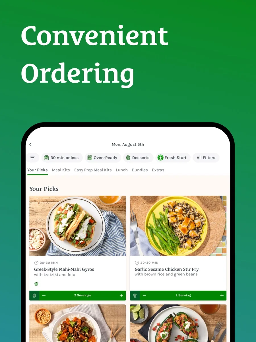 A screen from the Home Chef app, as published on its App Store listing