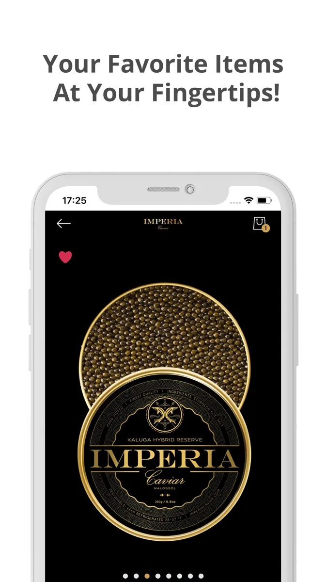 A screen from the Imperia Caviar app, as published on its App Store listing