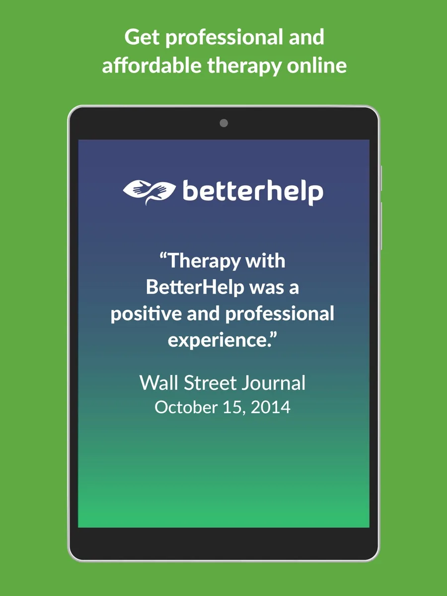 A screen from the BetterHelp app, as published on its App Store listing