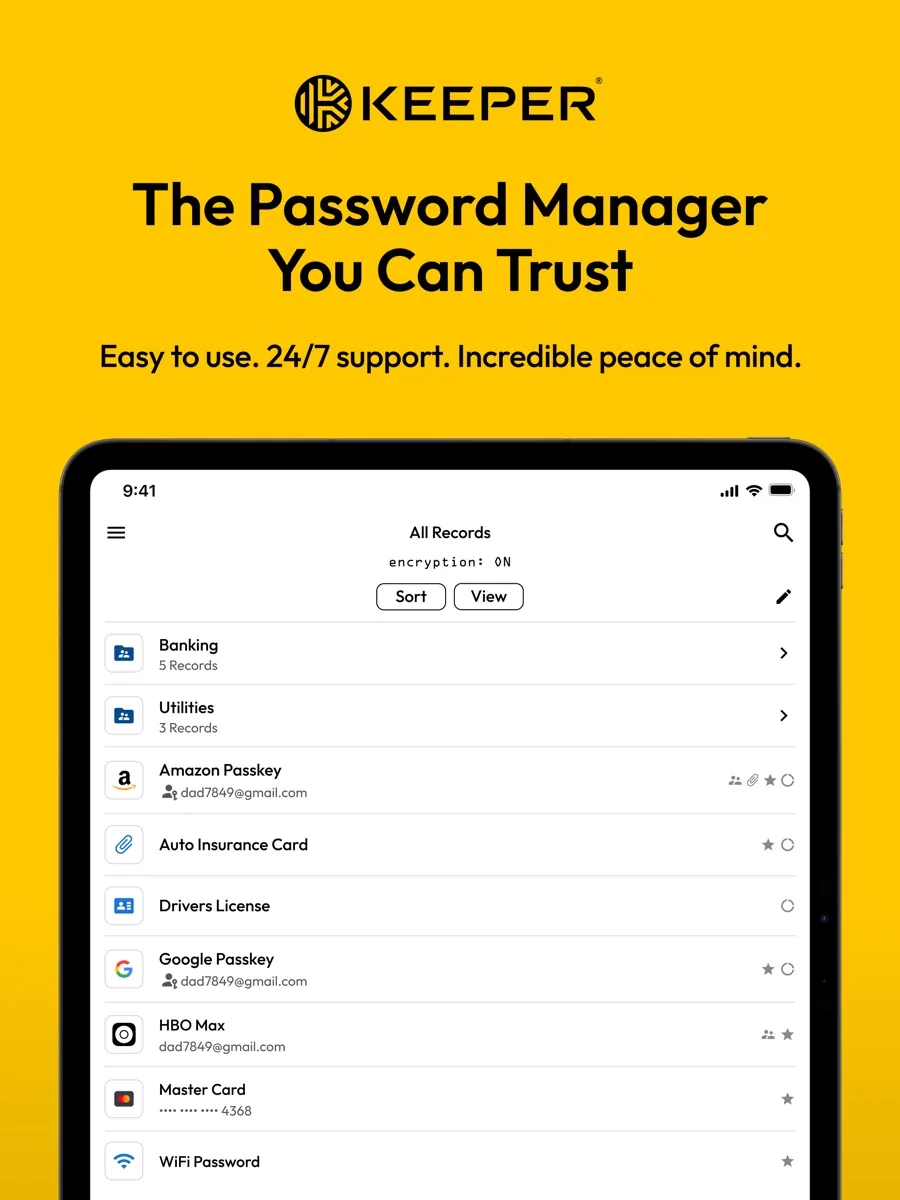 A screen from the Keeper app, as published on its App Store listing