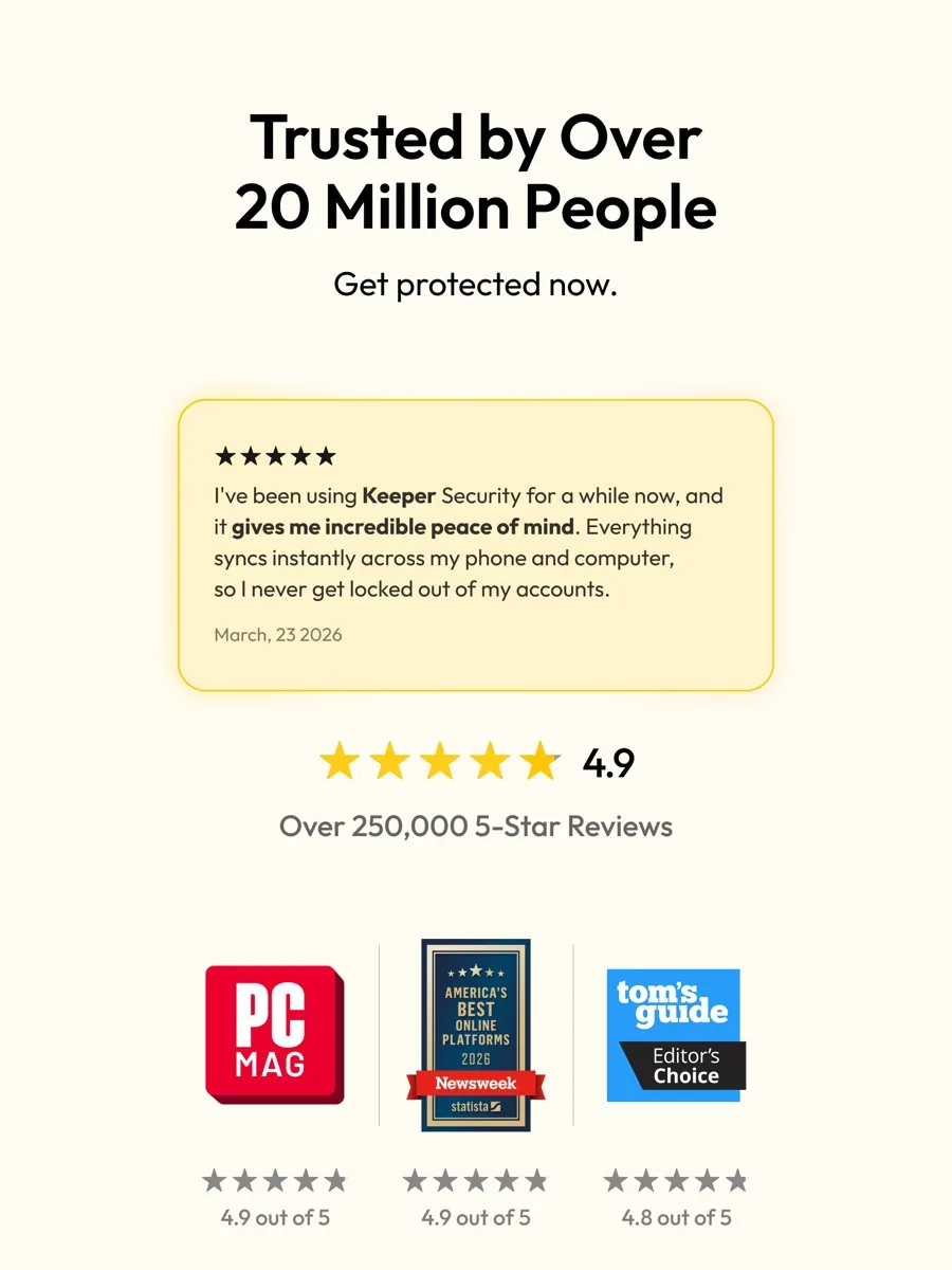 A screen from the Keeper app, as published on its App Store listing