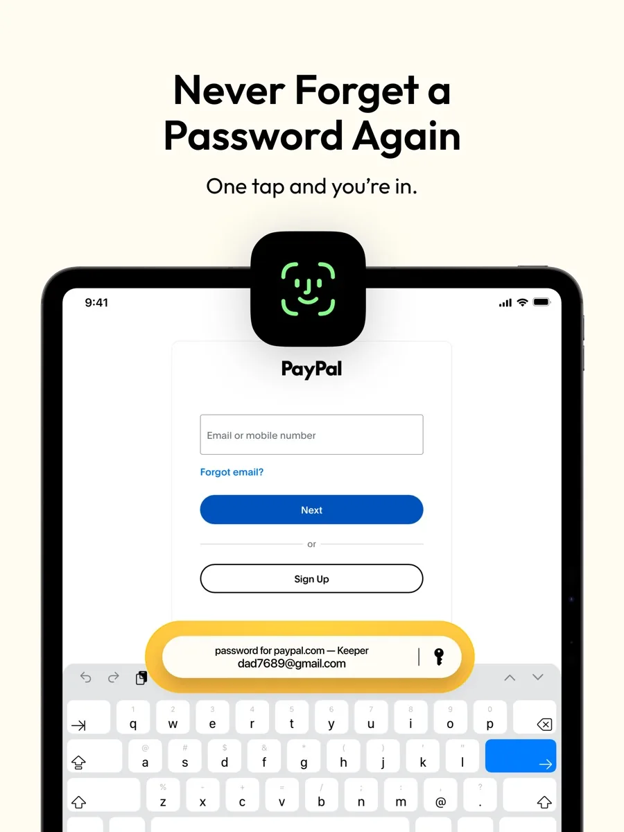 A screen from the Keeper app, as published on its App Store listing