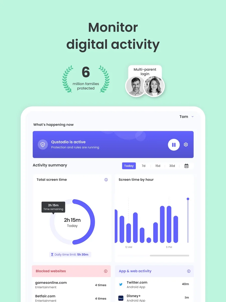 A screen from the Qustodio app, as published on its App Store listing