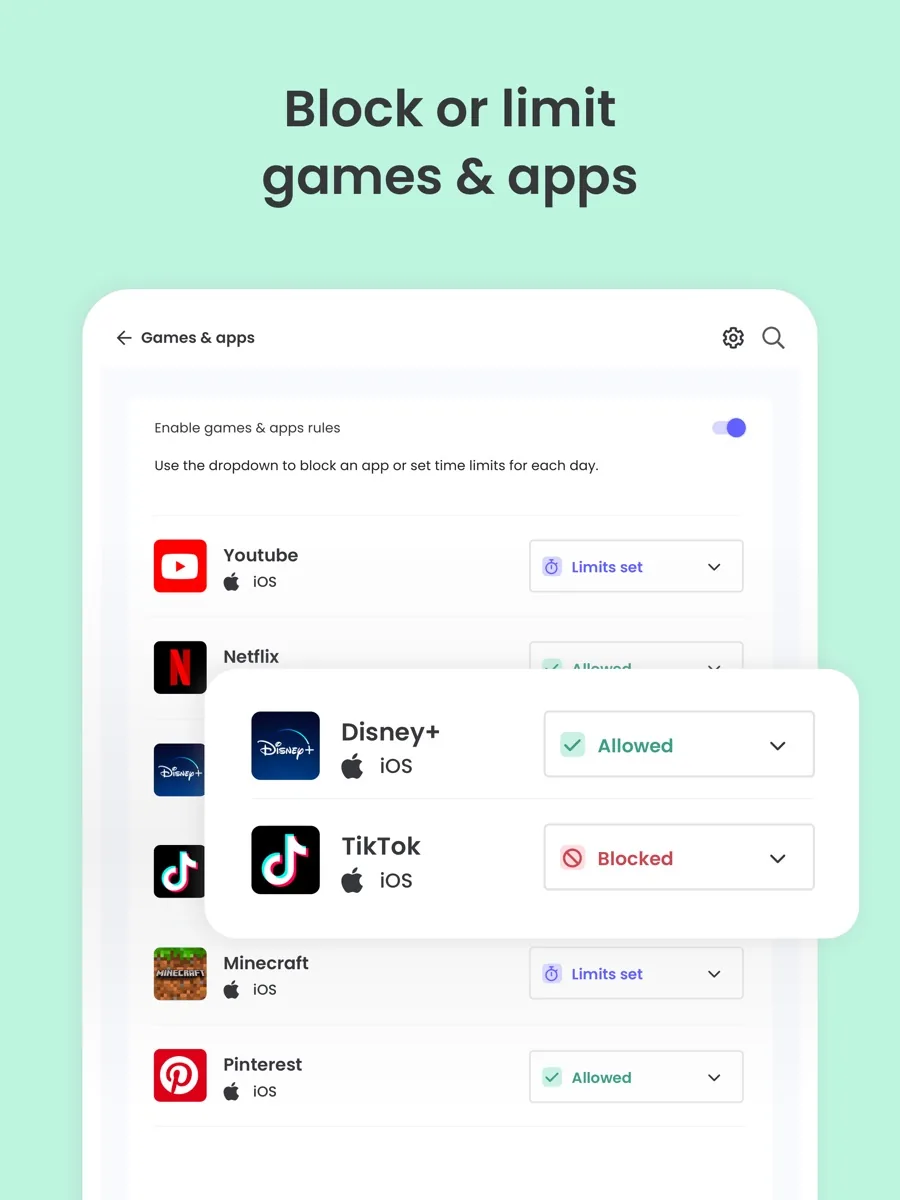 A screen from the Qustodio app, as published on its App Store listing