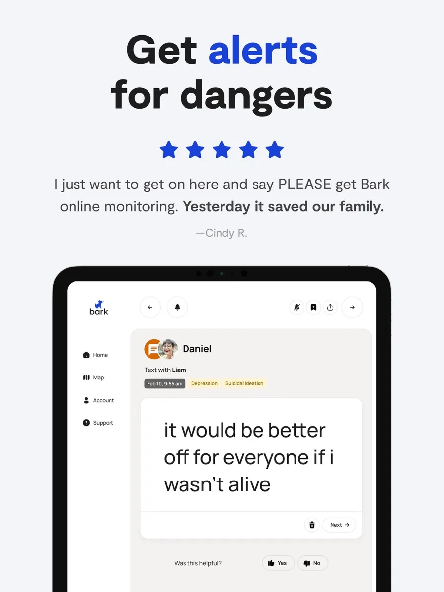 A screen from the Bark app, as published on its App Store listing