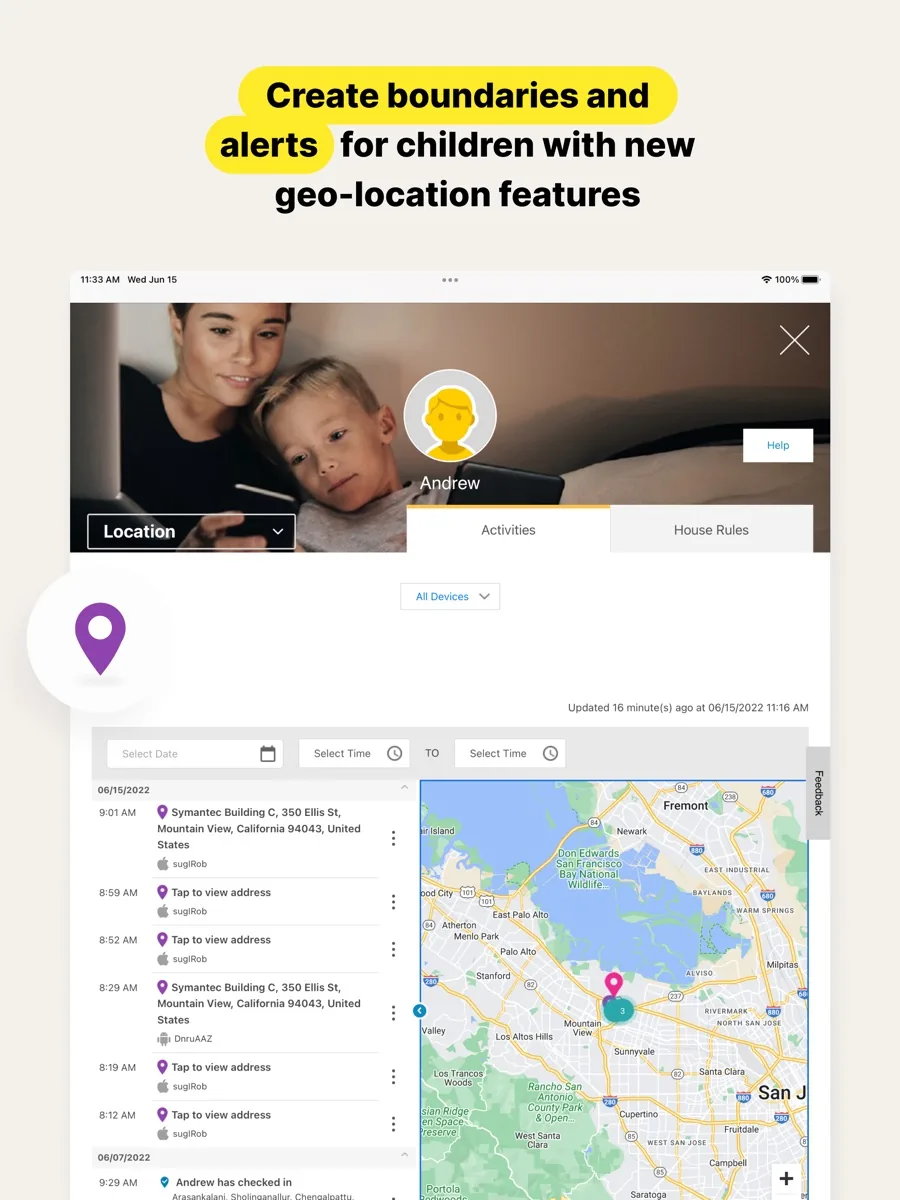 A screen from the Norton Family app, as published on its App Store listing