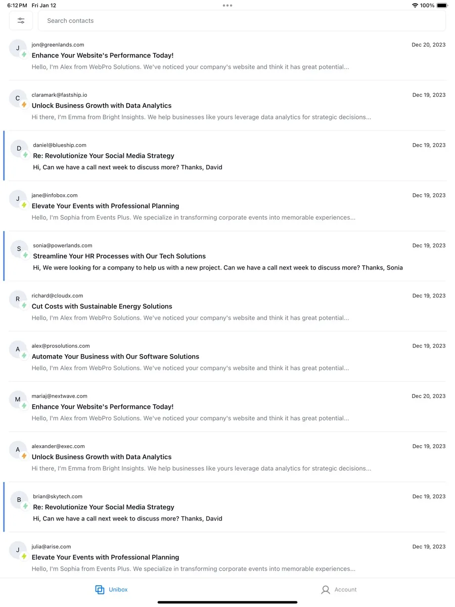 A screen from the Instantly app, as published on its App Store listing