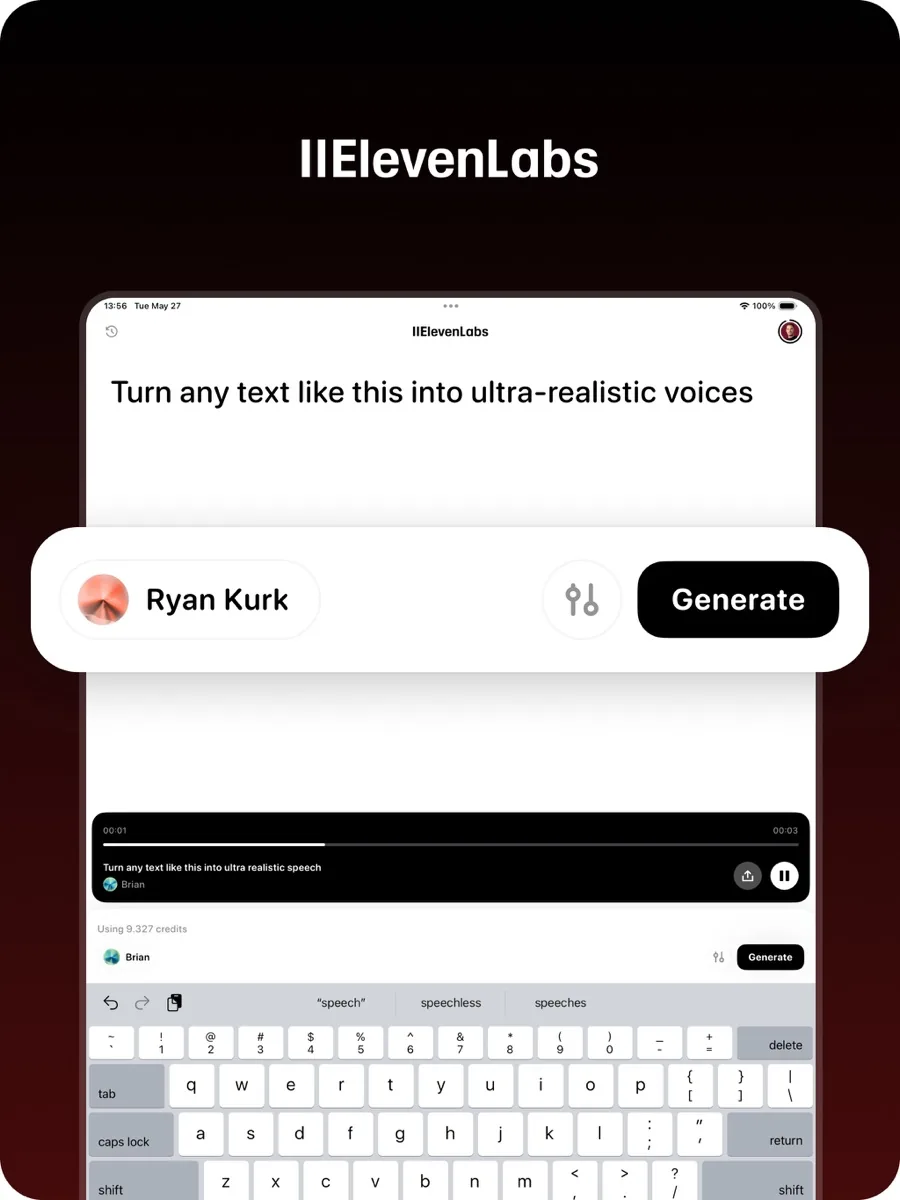 A screen from the ElevenLabs app, as published on its App Store listing