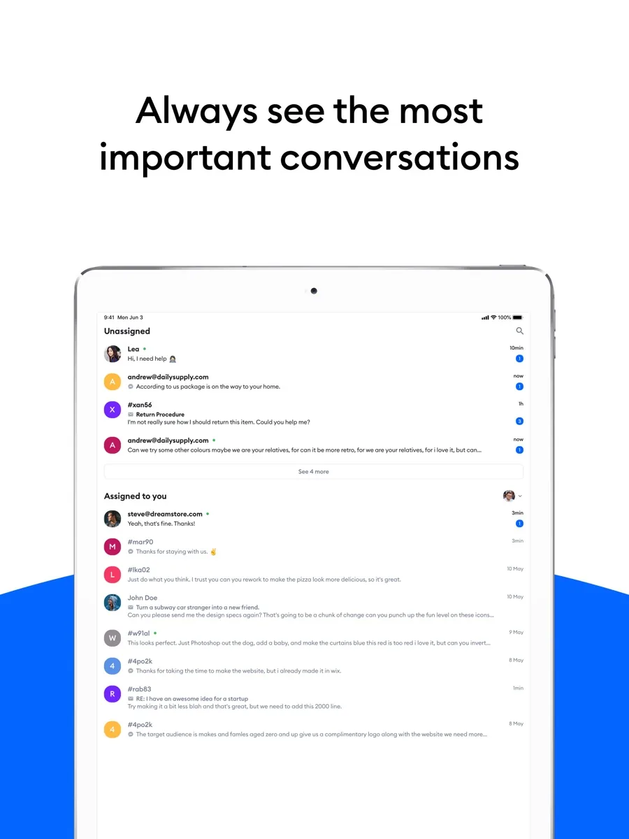 A screen from the Tidio app, as published on its App Store listing