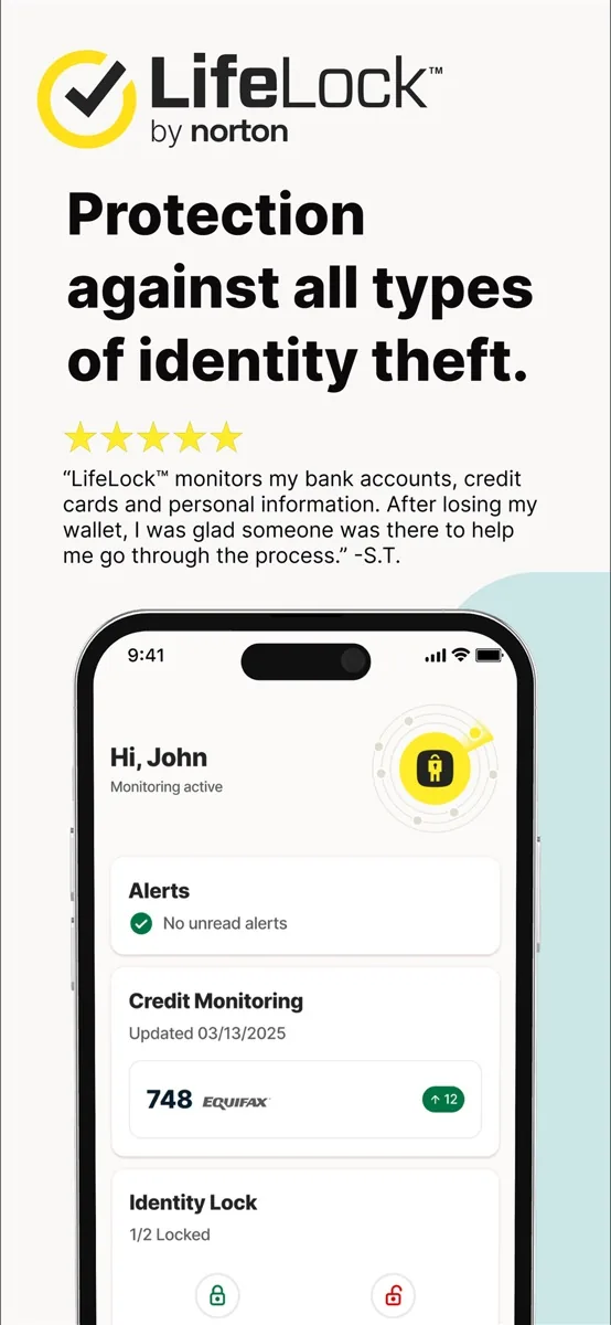 A screen from the LifeLock app, as published on its App Store listing