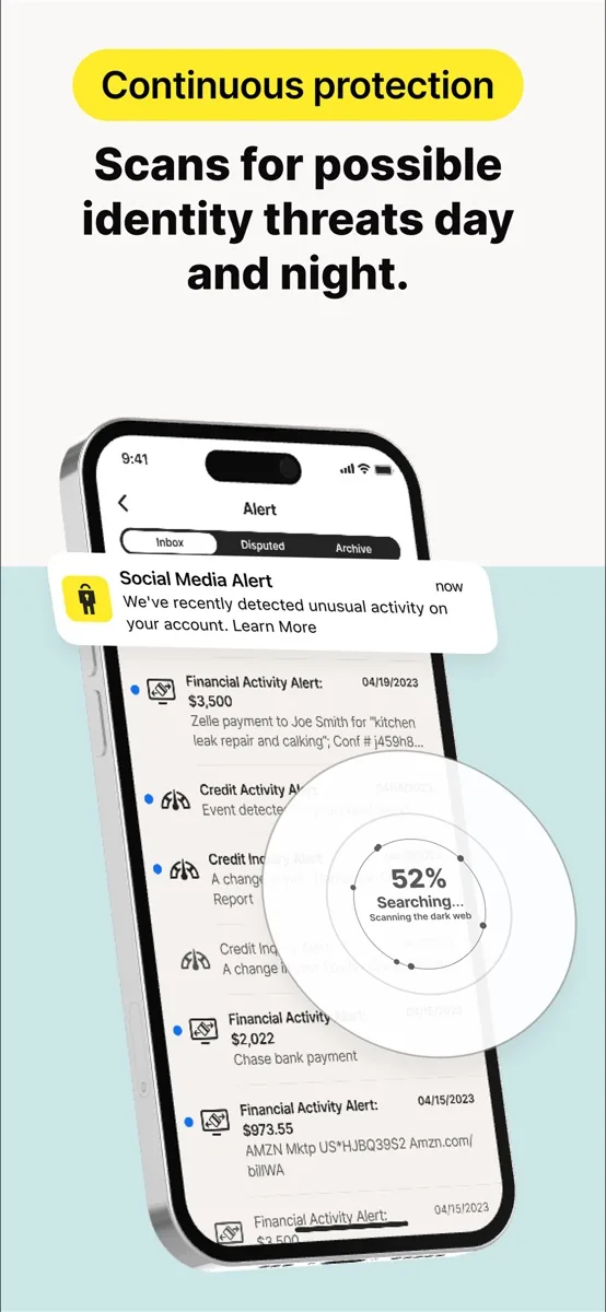 A screen from the LifeLock app, as published on its App Store listing