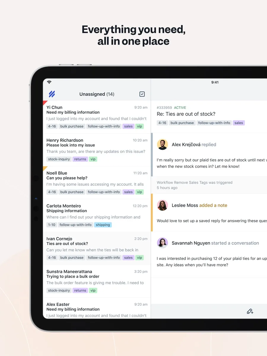 A screen from the Help Scout app, as published on its App Store listing