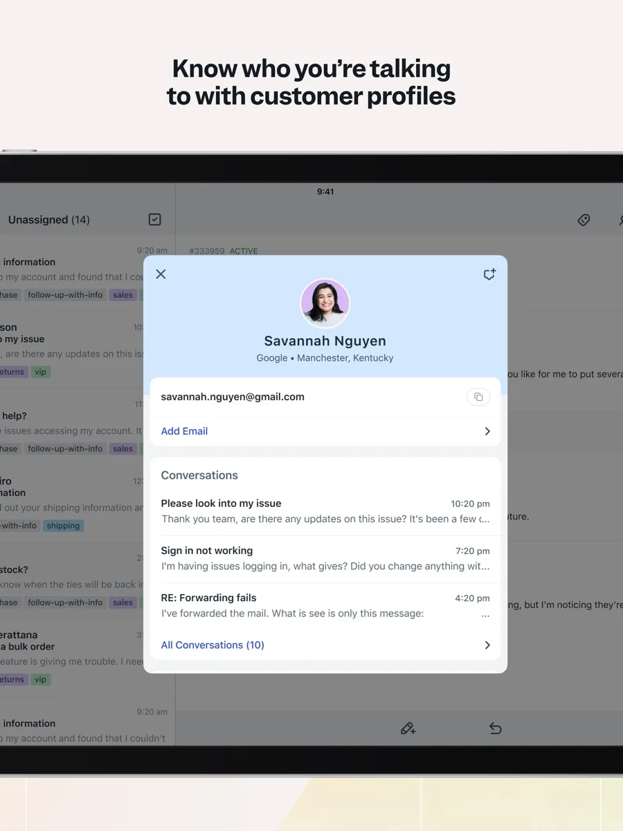 A screen from the Help Scout app, as published on its App Store listing