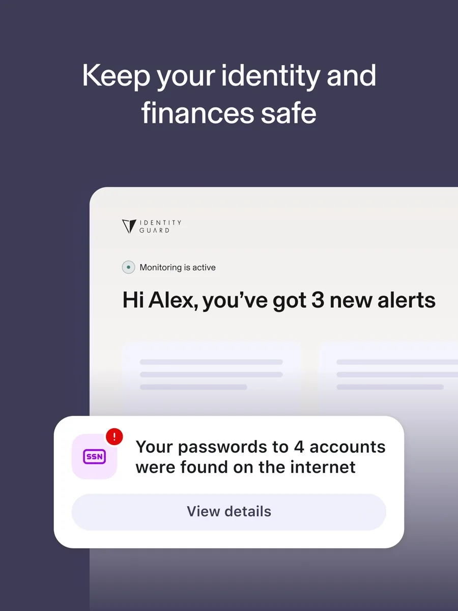 A screen from the Identity Guard app, as published on its App Store listing