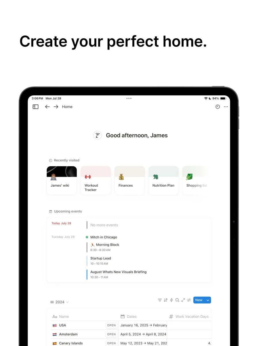 A screen from the Notion app, as published on its App Store listing
