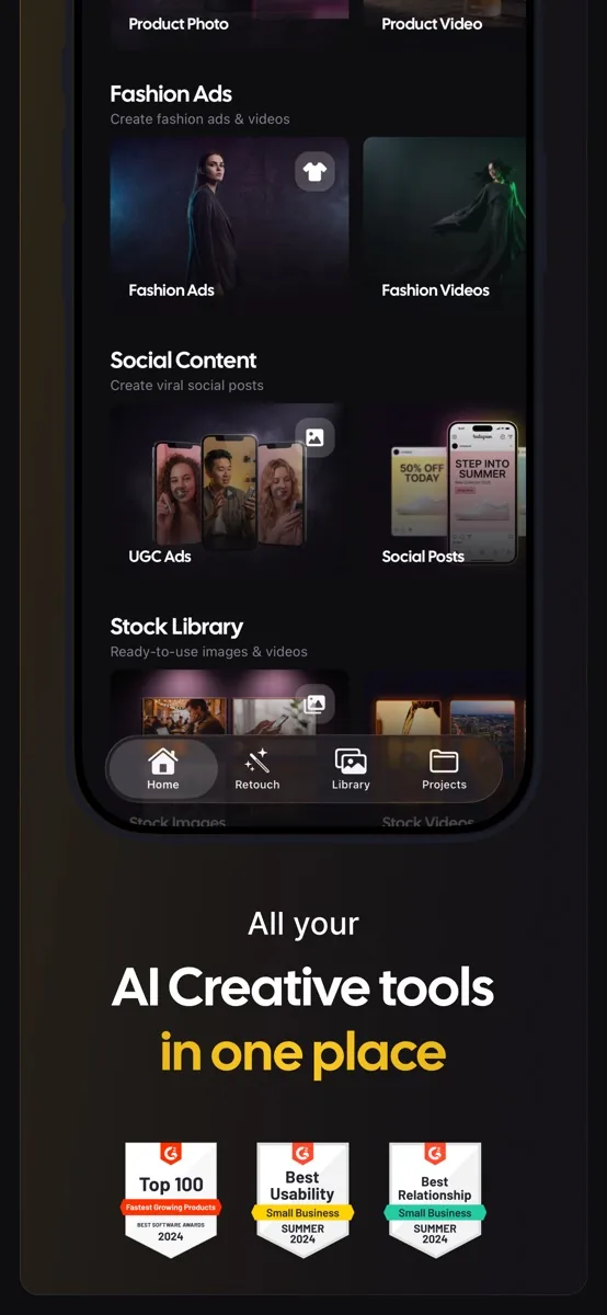 A screen from the AdCreative.ai app, as published on its App Store listing