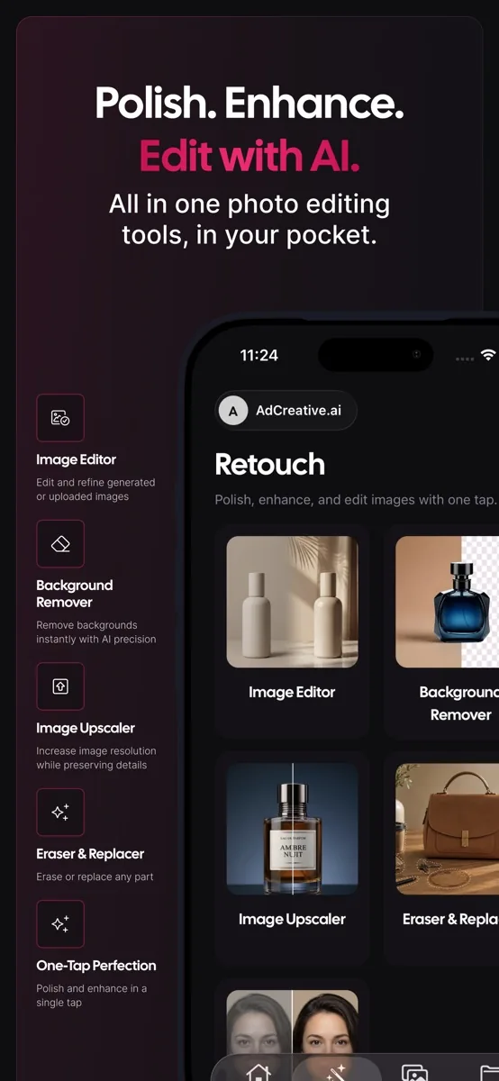 A screen from the AdCreative.ai app, as published on its App Store listing