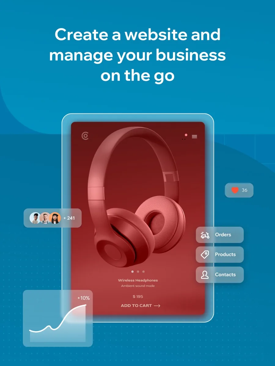 A screen from the Wix app, as published on its App Store listing