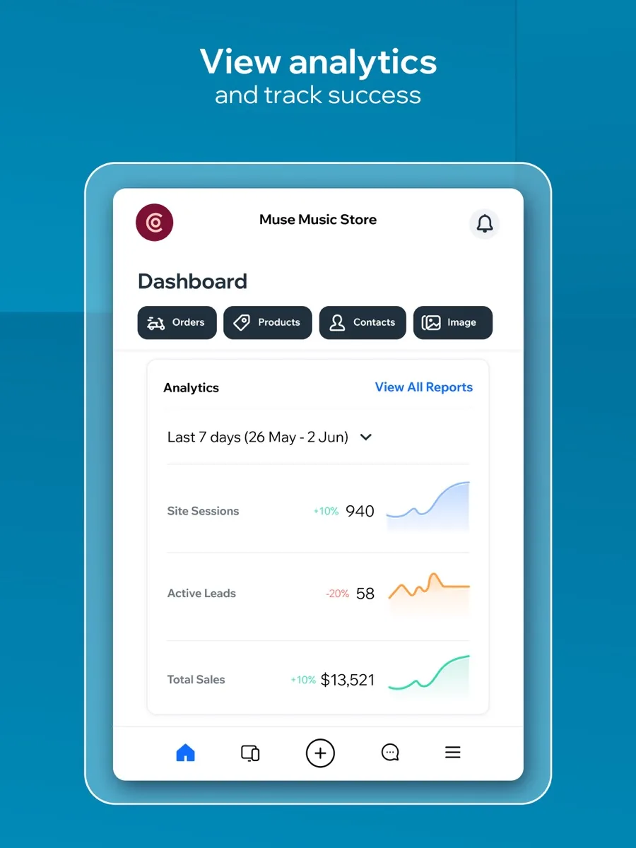 A screen from the Wix app, as published on its App Store listing