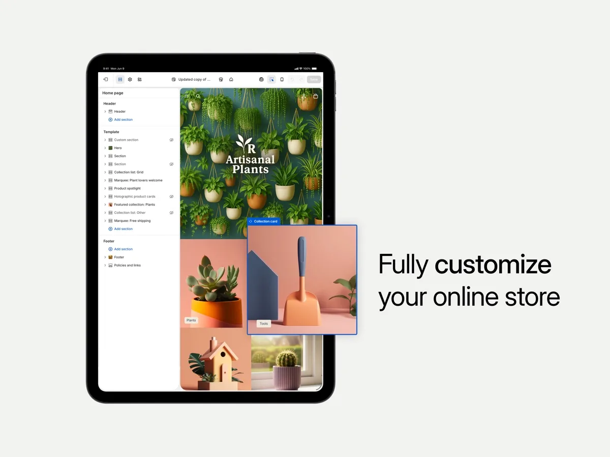 A screen from the Shopify app, as published on its App Store listing
