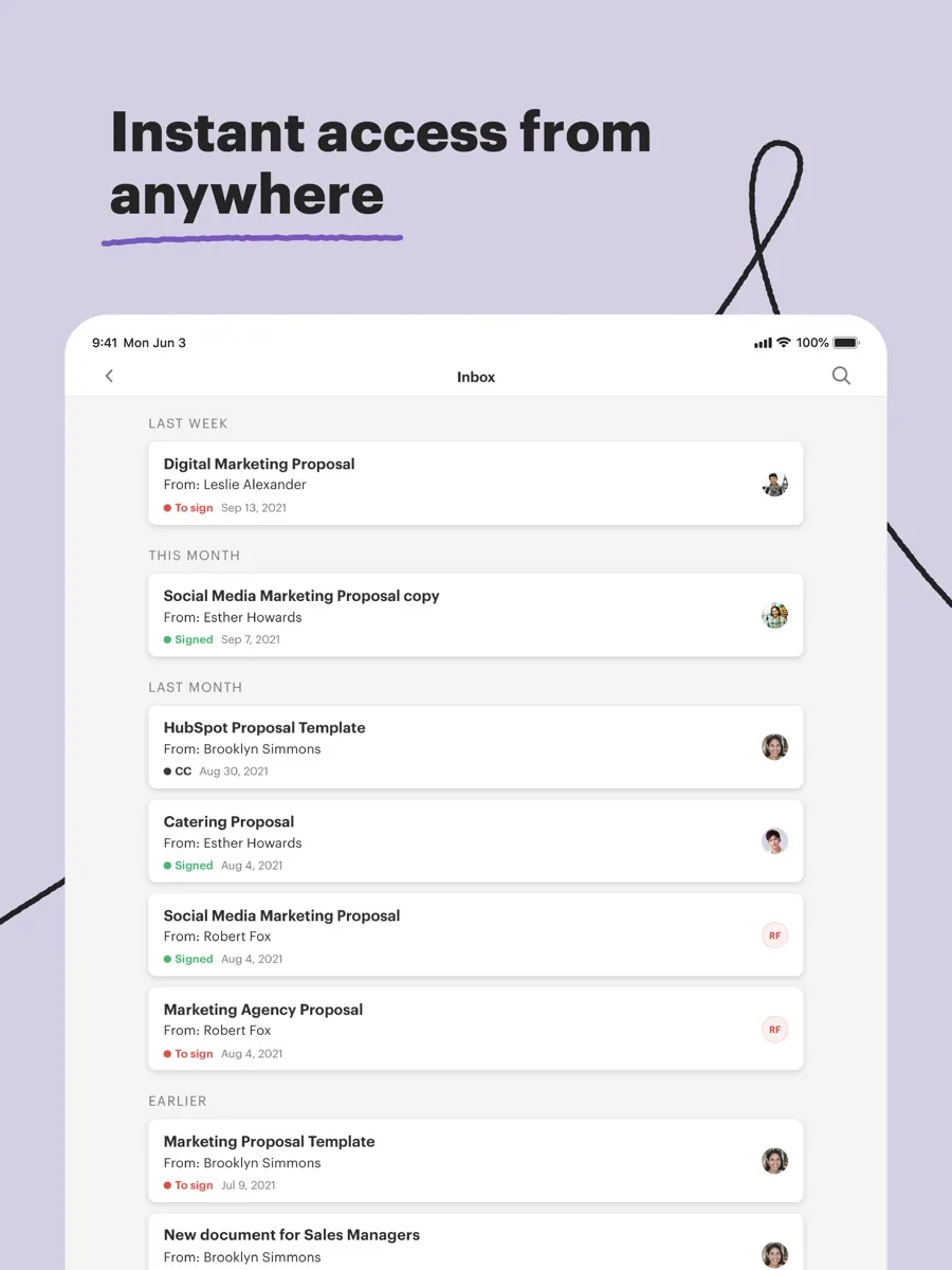 A screen from the PandaDoc app, as published on its App Store listing