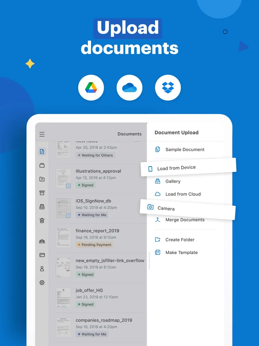 A screen from the SignNow app, as published on its App Store listing