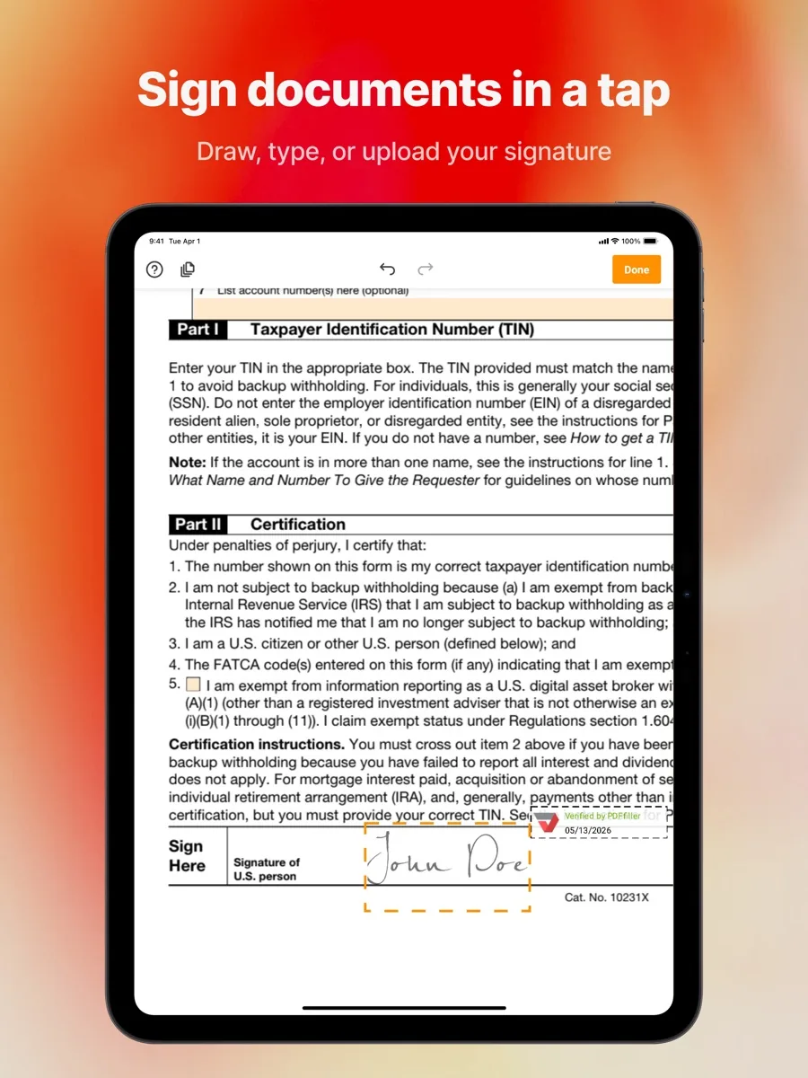 A screen from the pdfFiller app, as published on its App Store listing