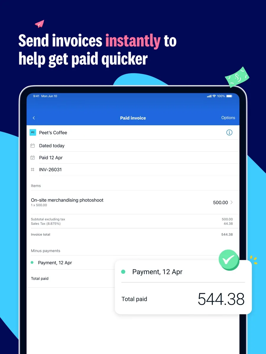 A screen from the Xero app, as published on its App Store listing