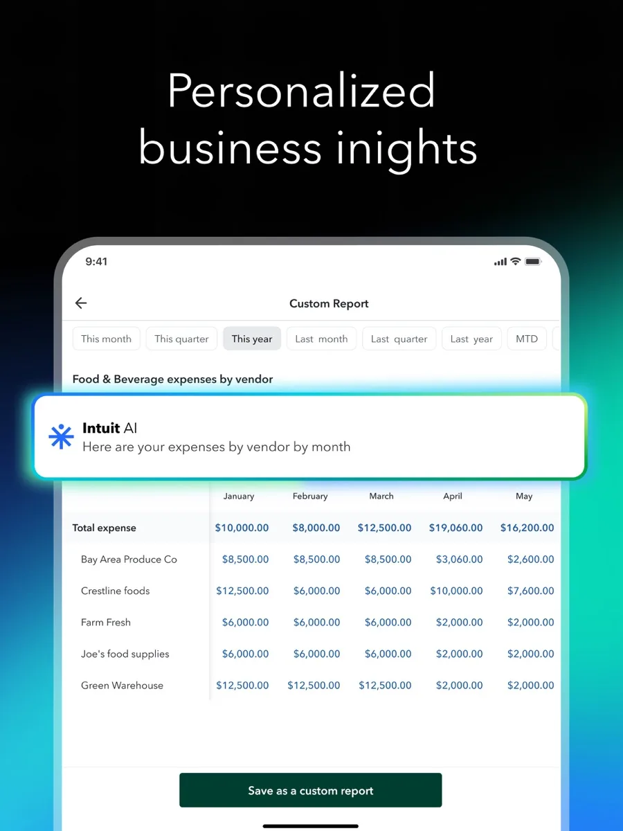 A screen from the QuickBooks app, as published on its App Store listing