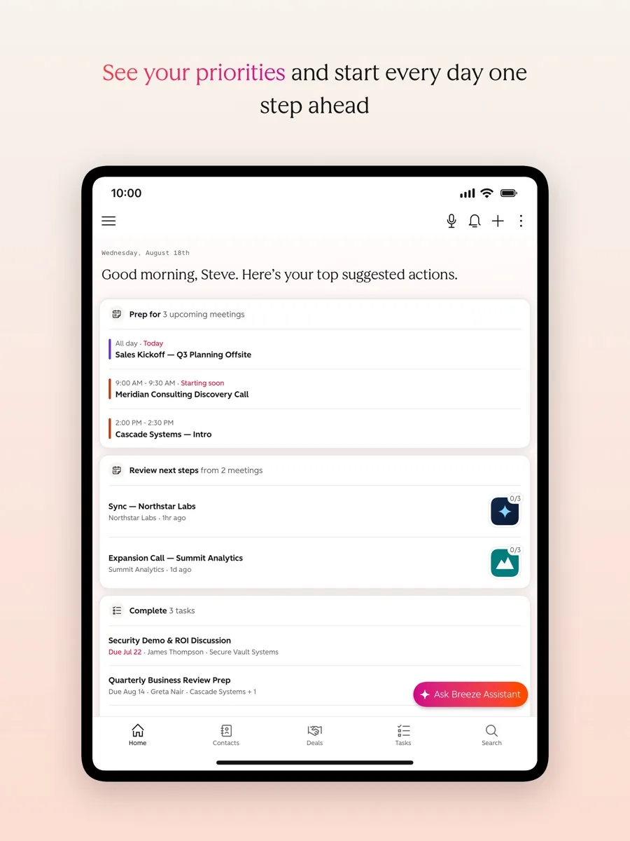 A screen from the HubSpot app, as published on its App Store listing