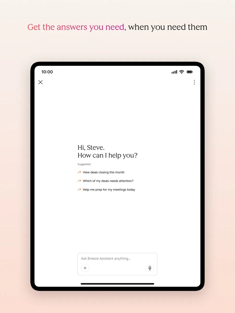 A screen from the HubSpot app, as published on its App Store listing