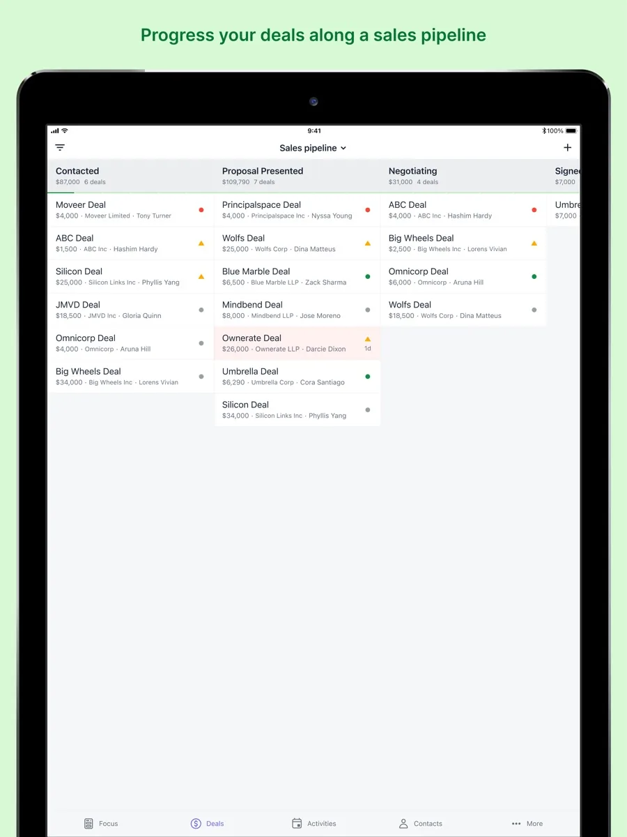 A screen from the Pipedrive app, as published on its App Store listing