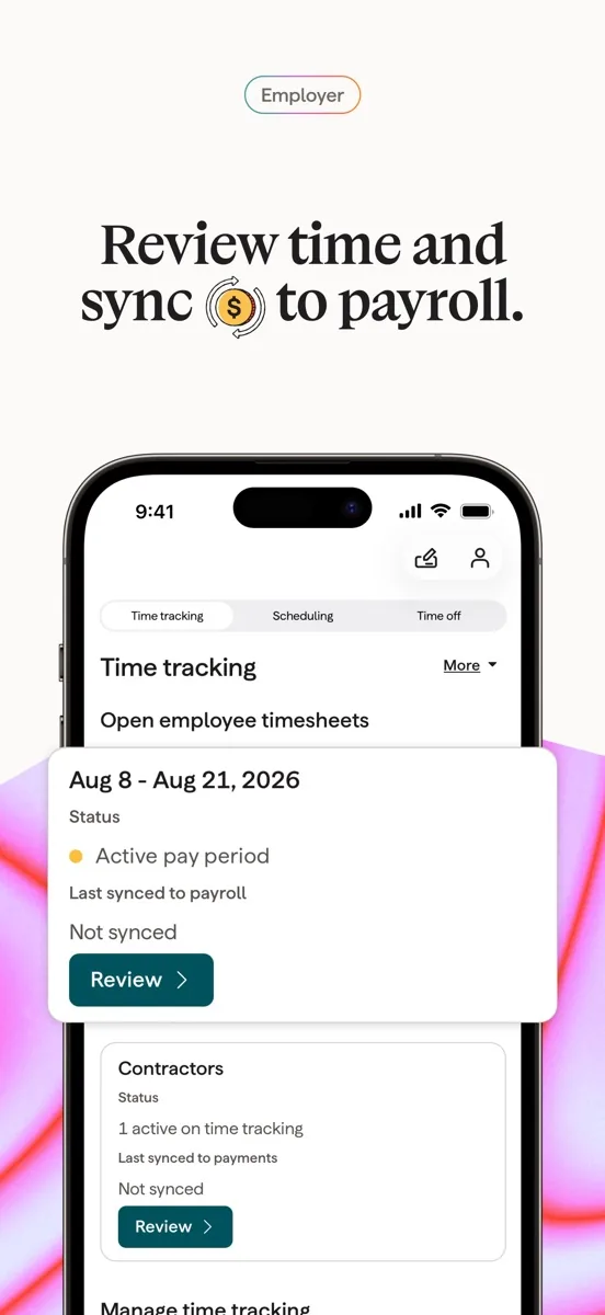 A screen from the Gusto app, as published on its App Store listing