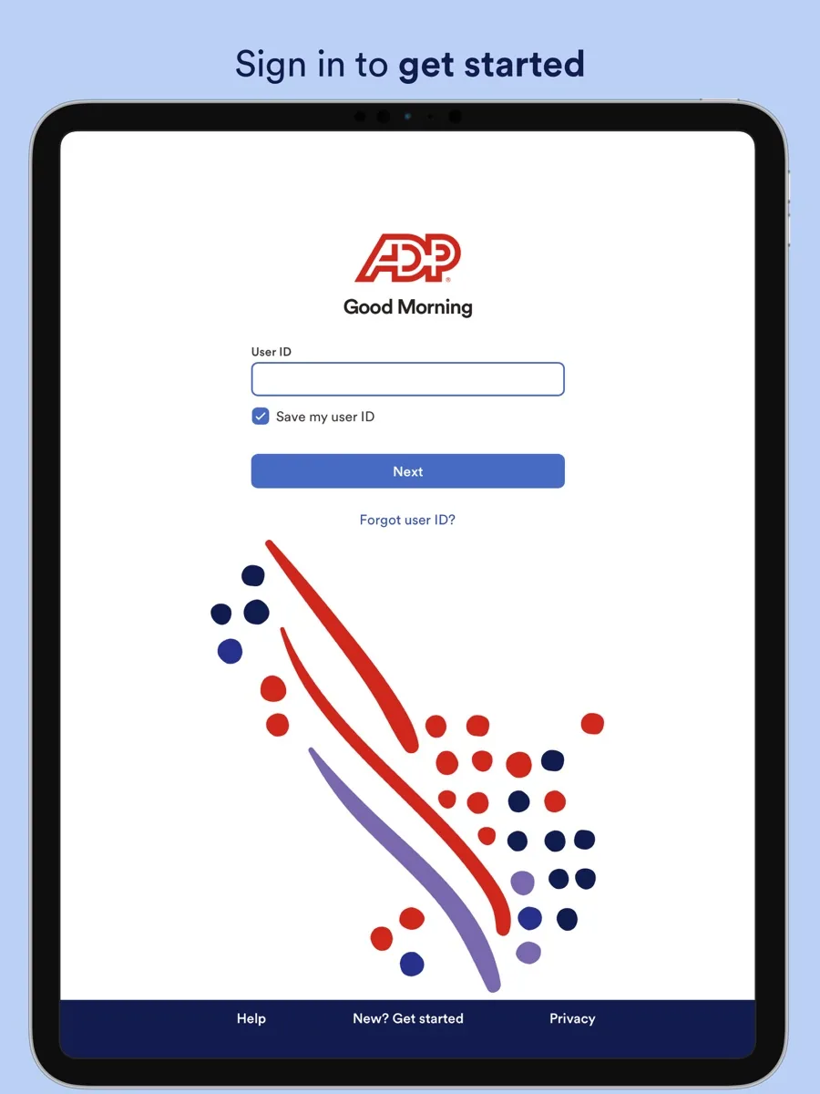 A screen from the ADP app, as published on its App Store listing