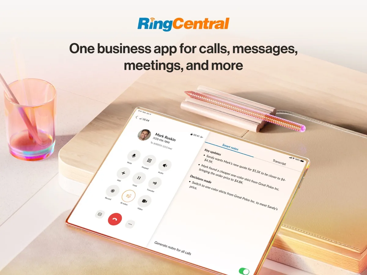 A screen from the RingCentral app, as published on its App Store listing