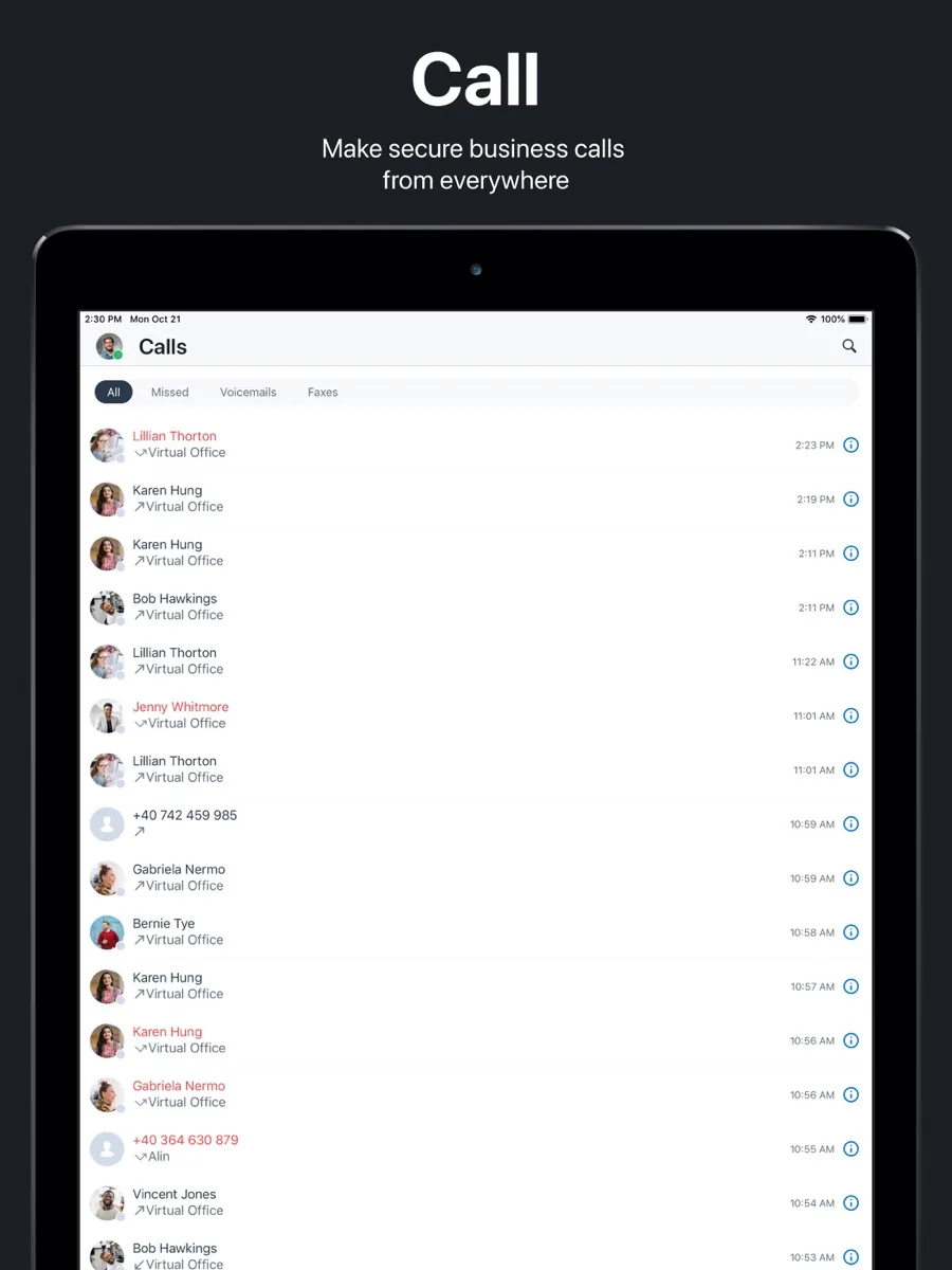 A screen from the 8x8 app, as published on its App Store listing
