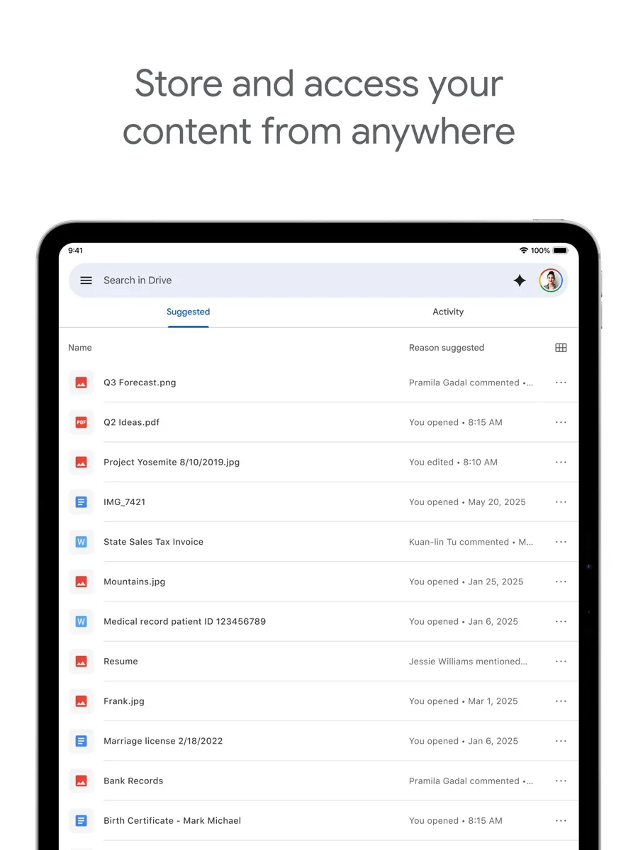 A screen from the Google Drive app, as published on its App Store listing
