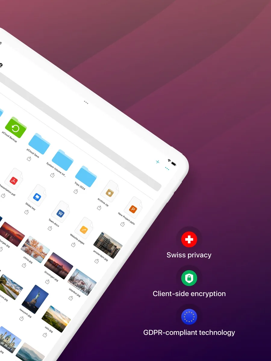 A screen from the pCloud app, as published on its App Store listing